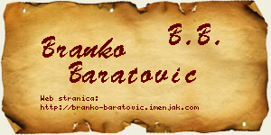 Branko Baratović vizit kartica